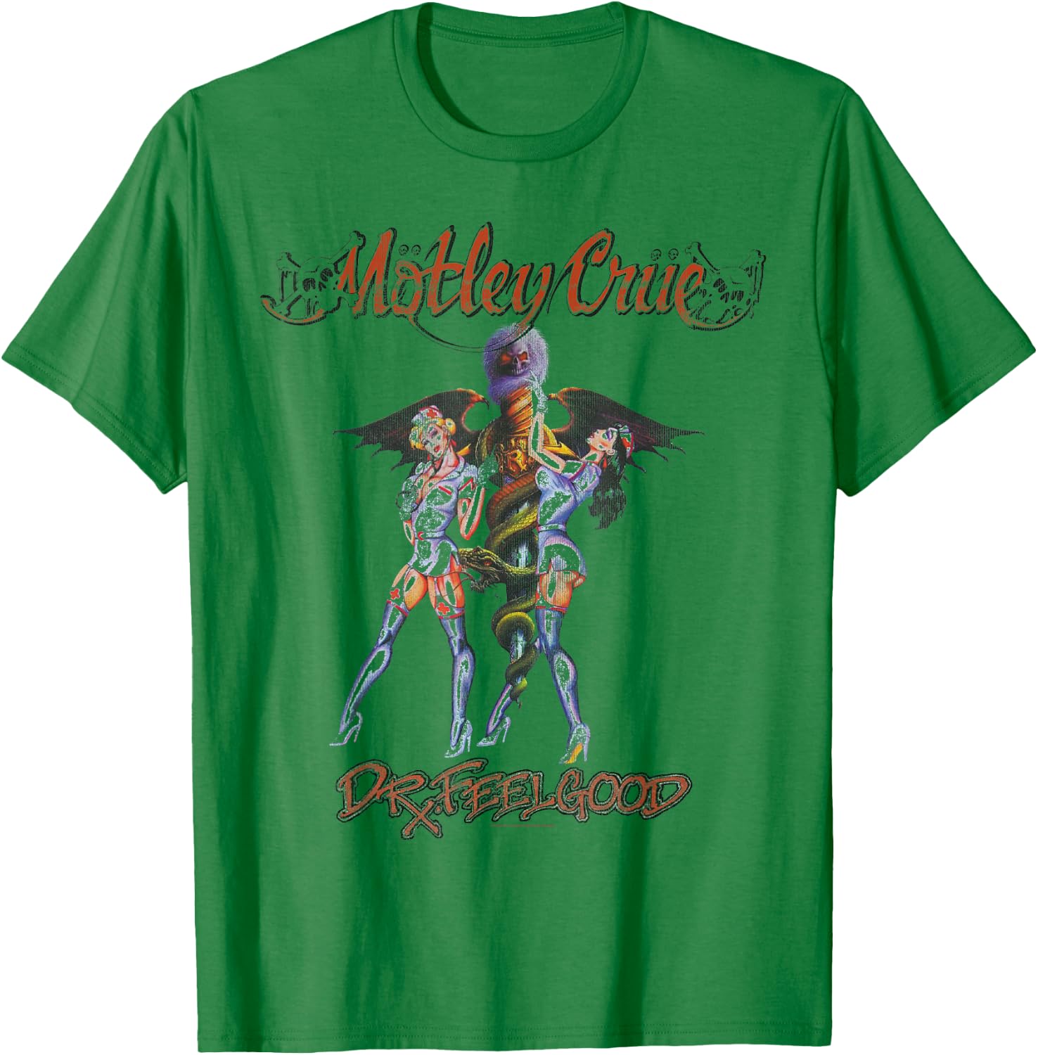 Mötley Crüe Vintage Dr. Feelgood , White T-Shirt - T-Shirt | Irish Green