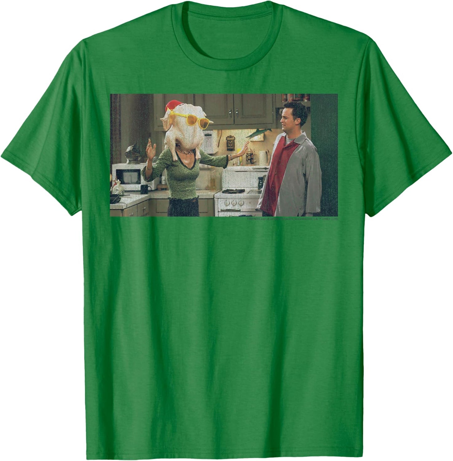 Friends Thanksgiving Turkey Head Monica Portrait T-Shirt - T-Shirt | Irish Green