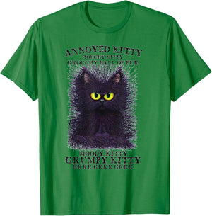Annoyed Kitty Touchy Kitty Grouchy Ball Of Fur Moody Kitty T-Shirt - T-Shirt | Irish Green