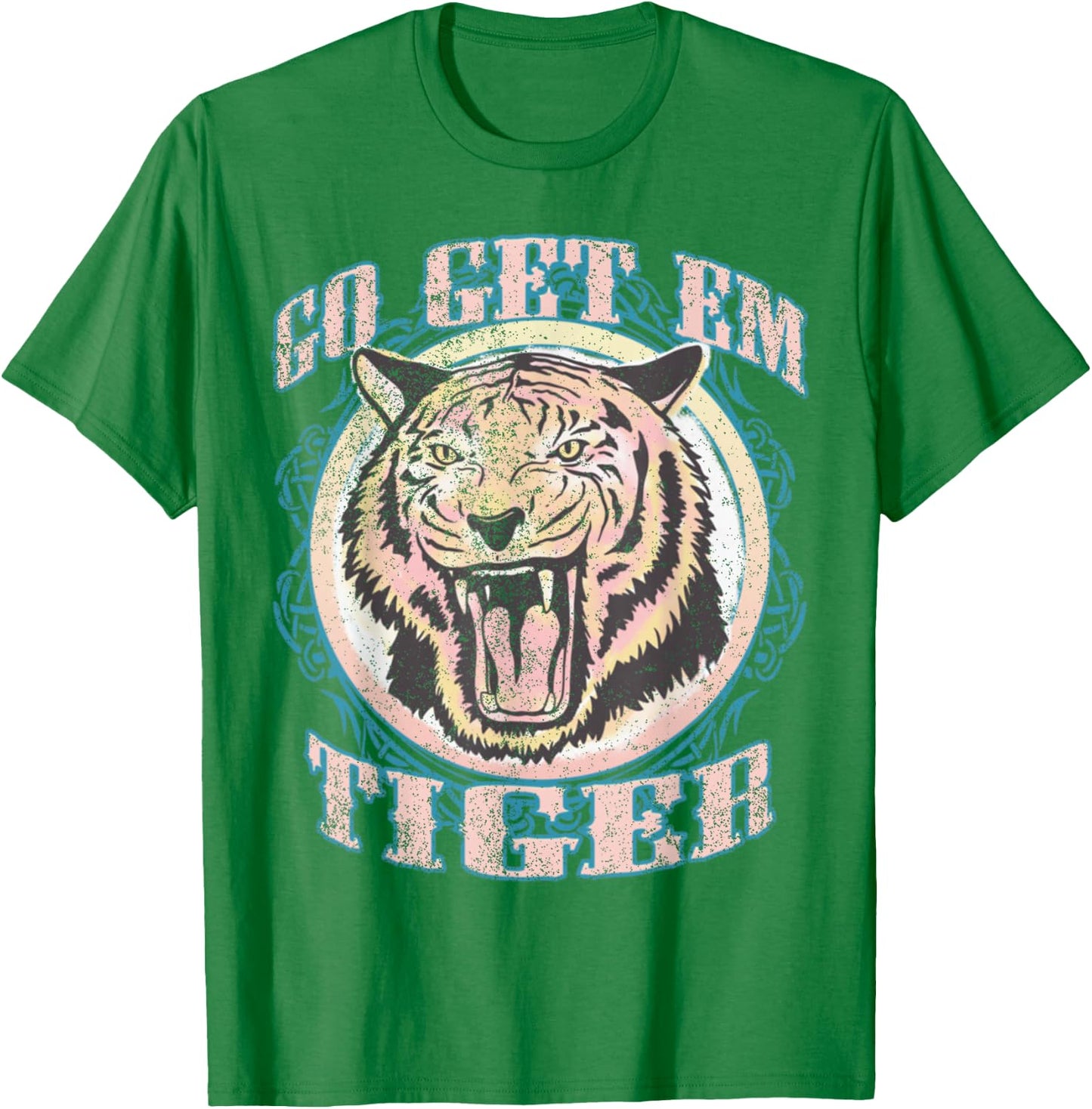 Go Get Em Tiger Bohemian Vintage Graphic Small T-Shirt - T-Shirt | Irish Green