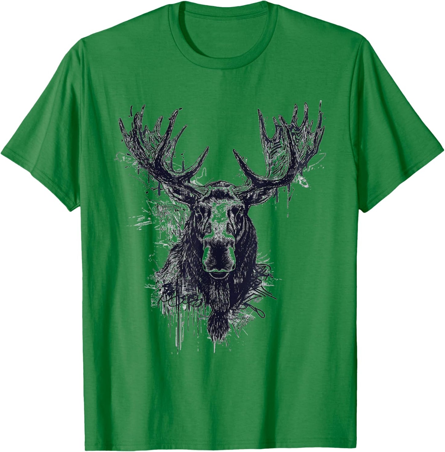 Elk Animal Print Zoo Drawing Illustration Abstract Elk , white, S T-Shirt - T-Shirt | Irish Green