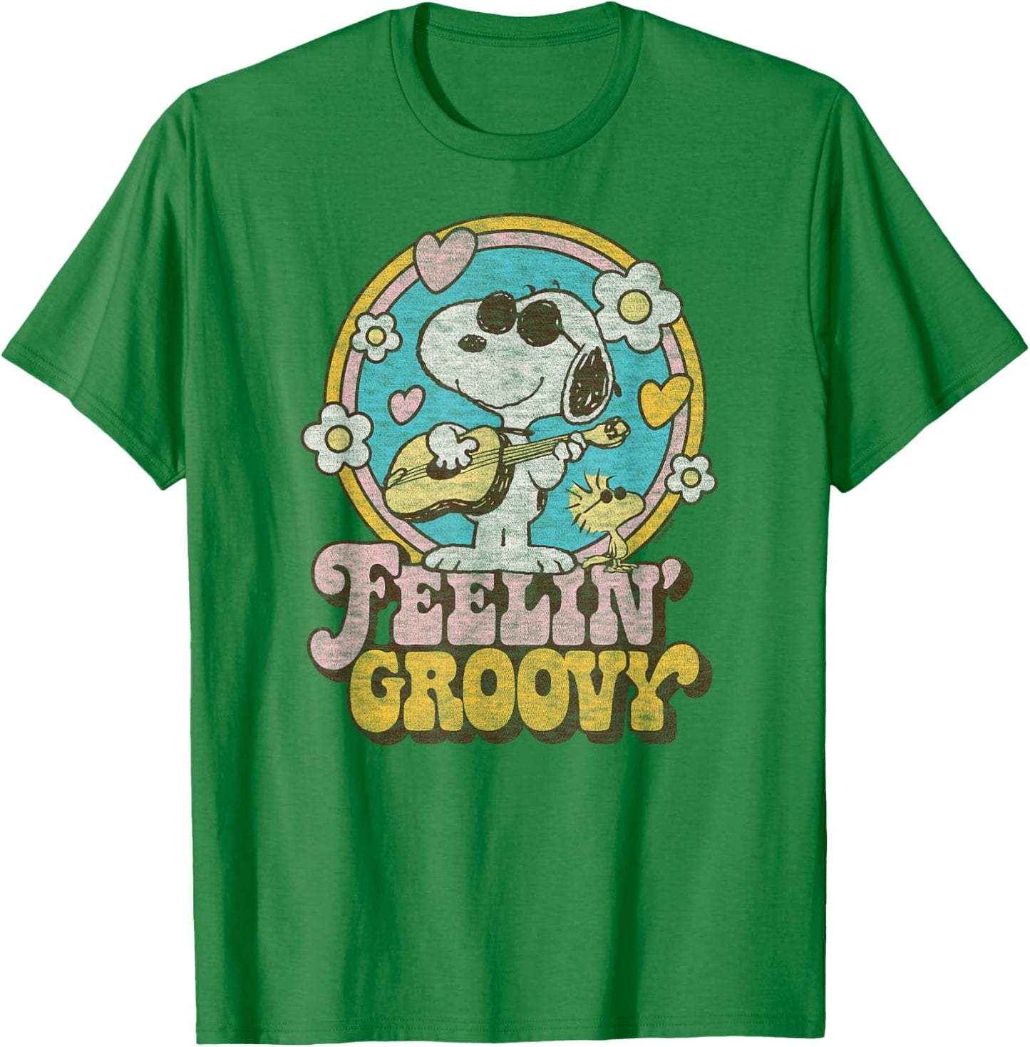 Peanuts Feelin' Groovy Snoopy and Woodstock , gray T-Shirt - T-Shirt | Irish Green