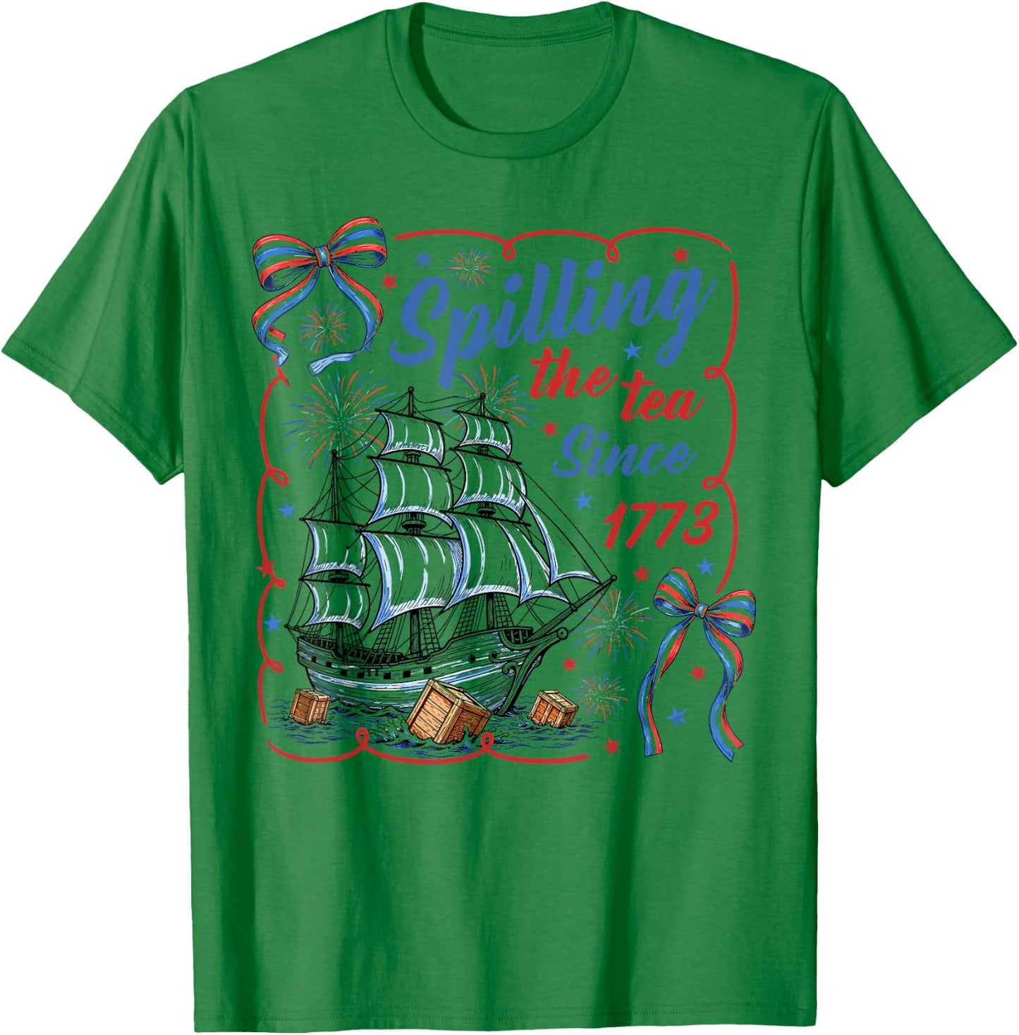 Spilling The Tea Since 1773 Vintage US History Teacher T-Shirt - T-Shirt | Irish Green