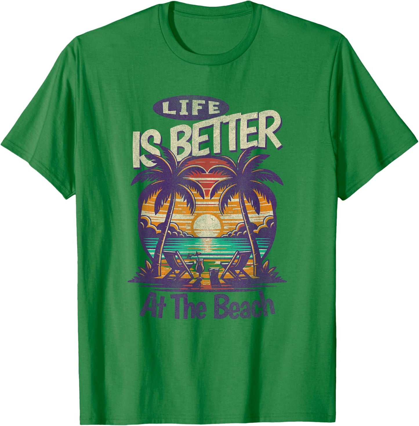 Life Is better At The Beach, Tropical T-Shirt - T-Shirt | Irish Green