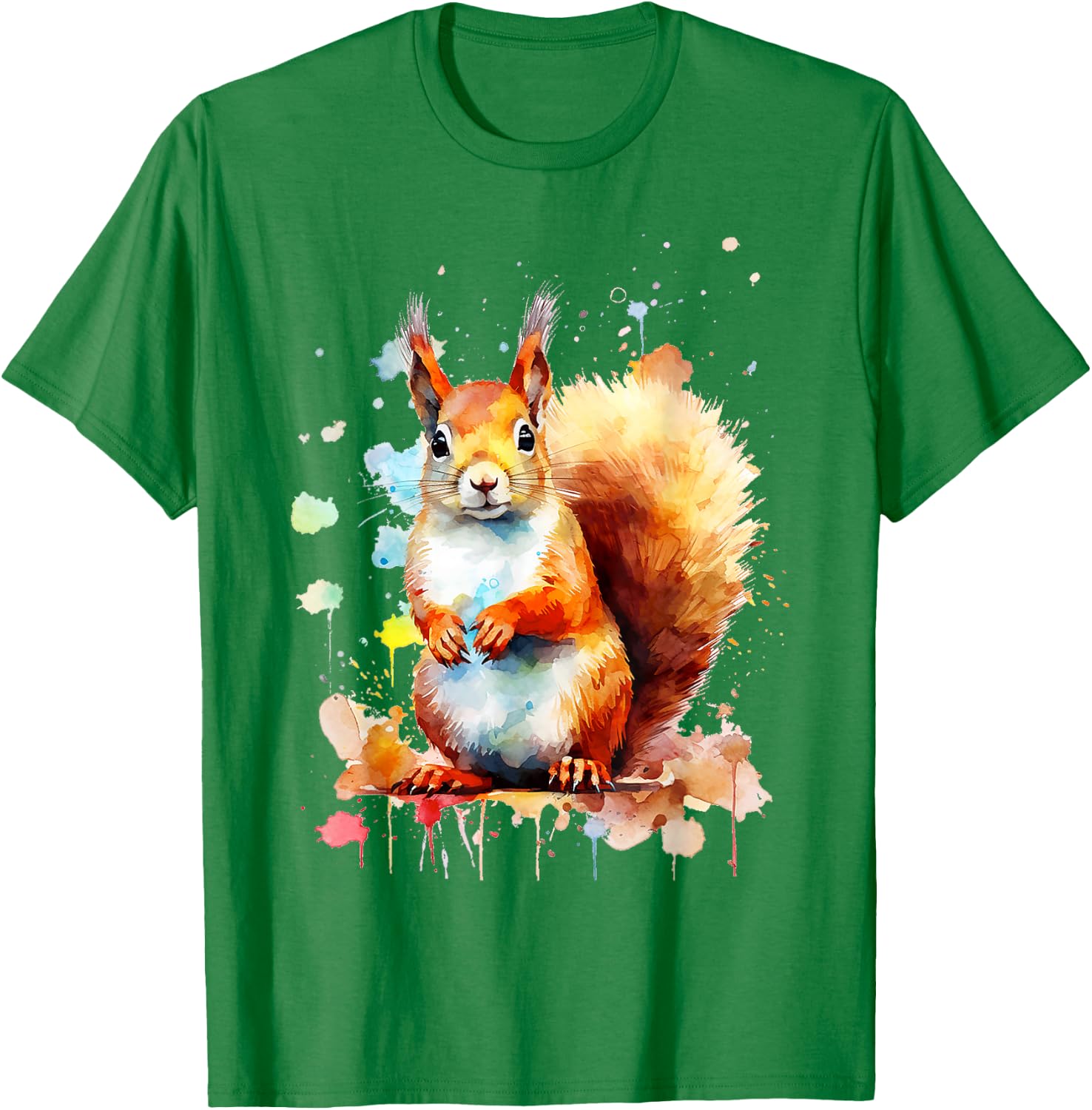 Squirrel Animal Abstract Motif Colourful Painting Squirrel , White T-Shirt - T-Shirt | Irish Green