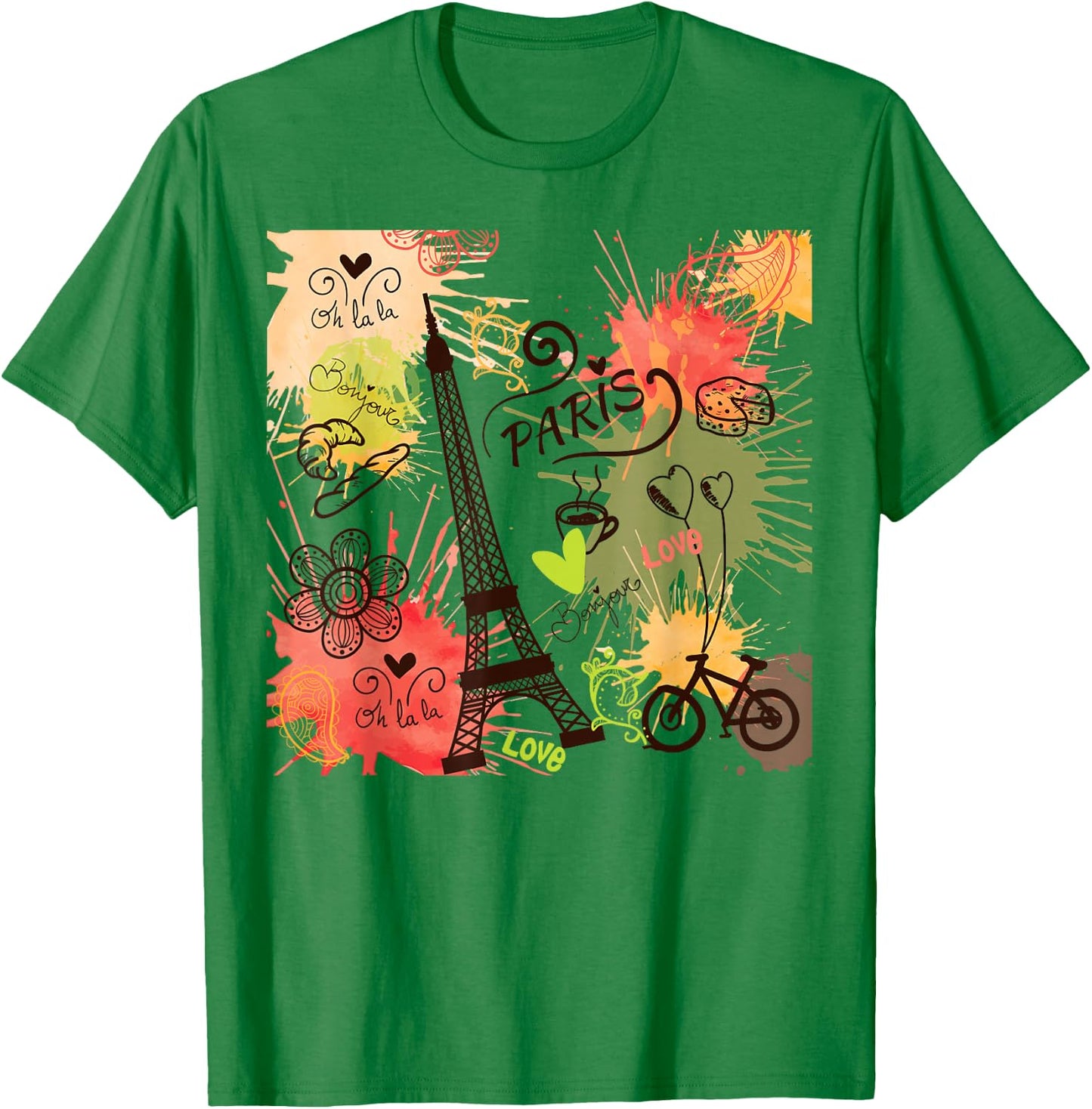 Paris Eiffel Tower France French Souvenir French T-Shirt - T-Shirt | Irish Green