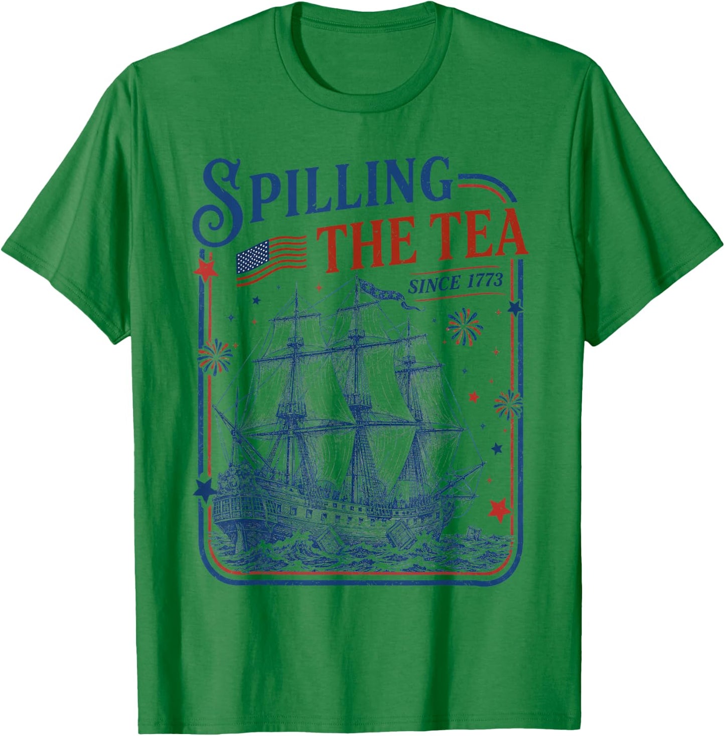 Spilling The Tea Since 1773 Vintage Us History Teacher T-Shirt - T-Shirt | Irish Green