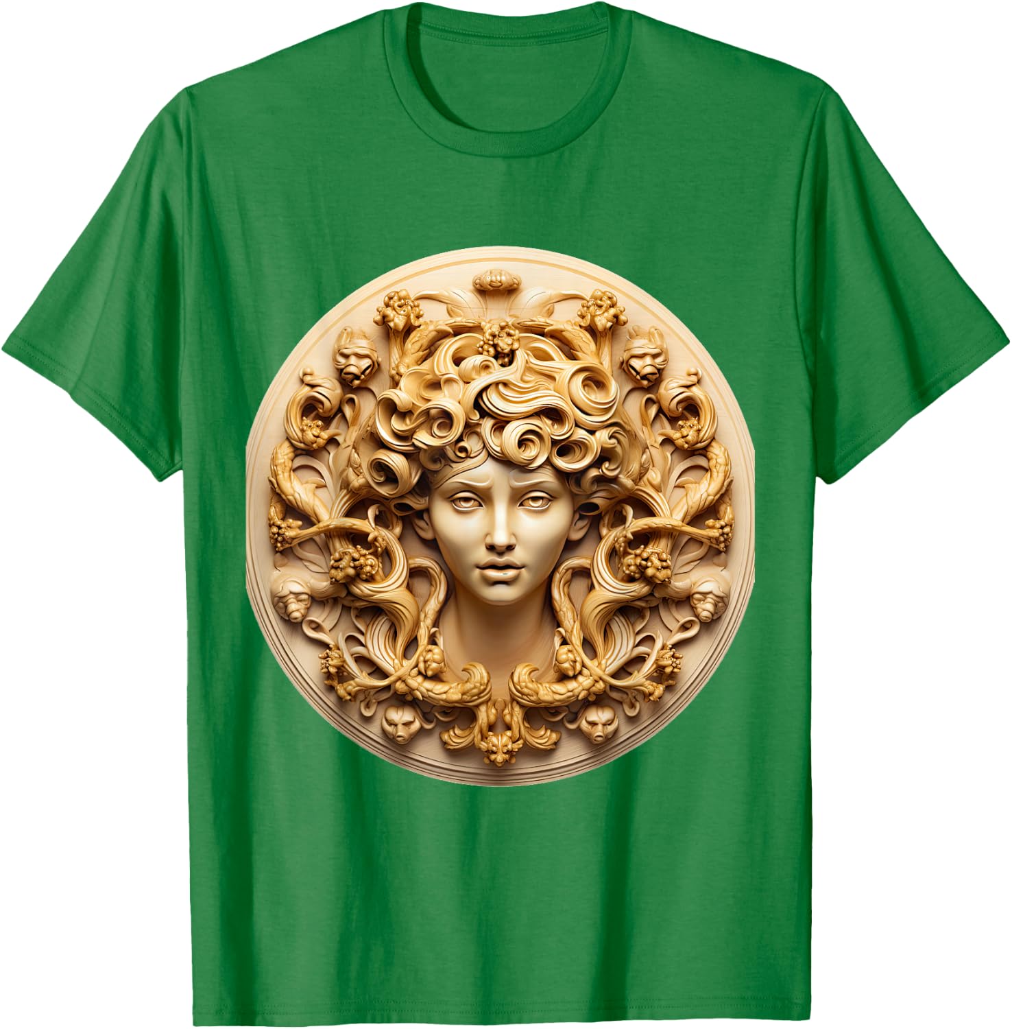 Medusa Head Greek Mythology Ancient Snake Hair T-Shirt - T-Shirt | Irish Green
