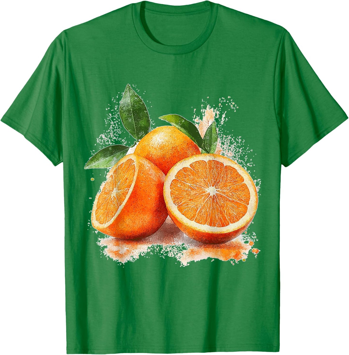 Orange Fruit Motif Watercolour Artwork Orange , White T-Shirt - T-Shirt | Irish Green