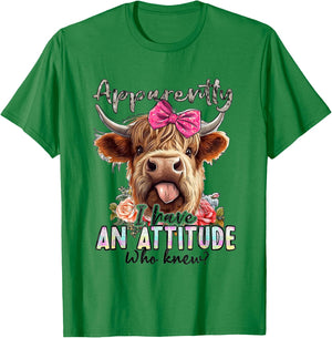 Funny Apparently I Have An Attitude Who Knew Cow Love T-Shirt - T-Shirt | Irish Green