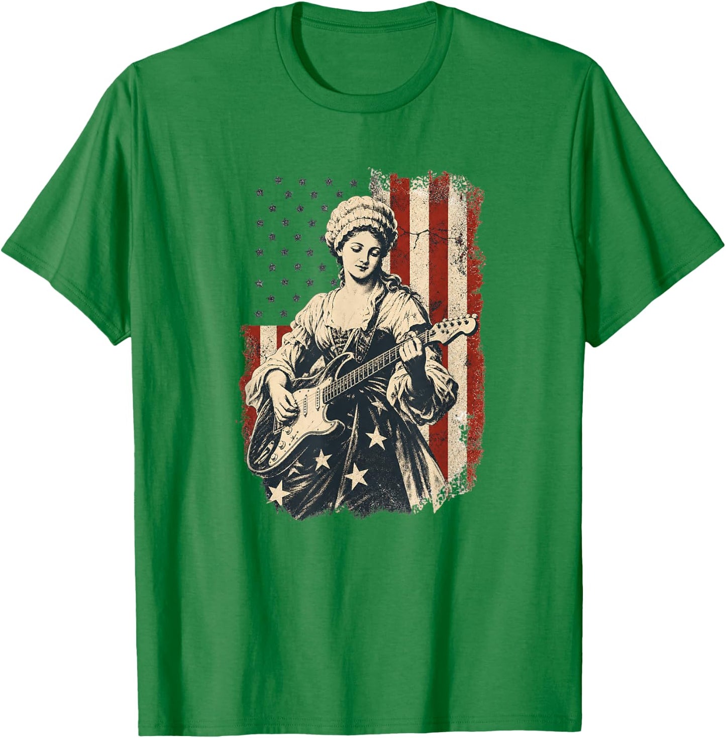 Betsy Ross Playing Guitar American Flag T-Shirt - T-Shirt | Irish Green