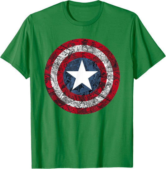 Marvel Captain America Avengers Shield Comic C2 T-Shirt - T-Shirt | Irish Green