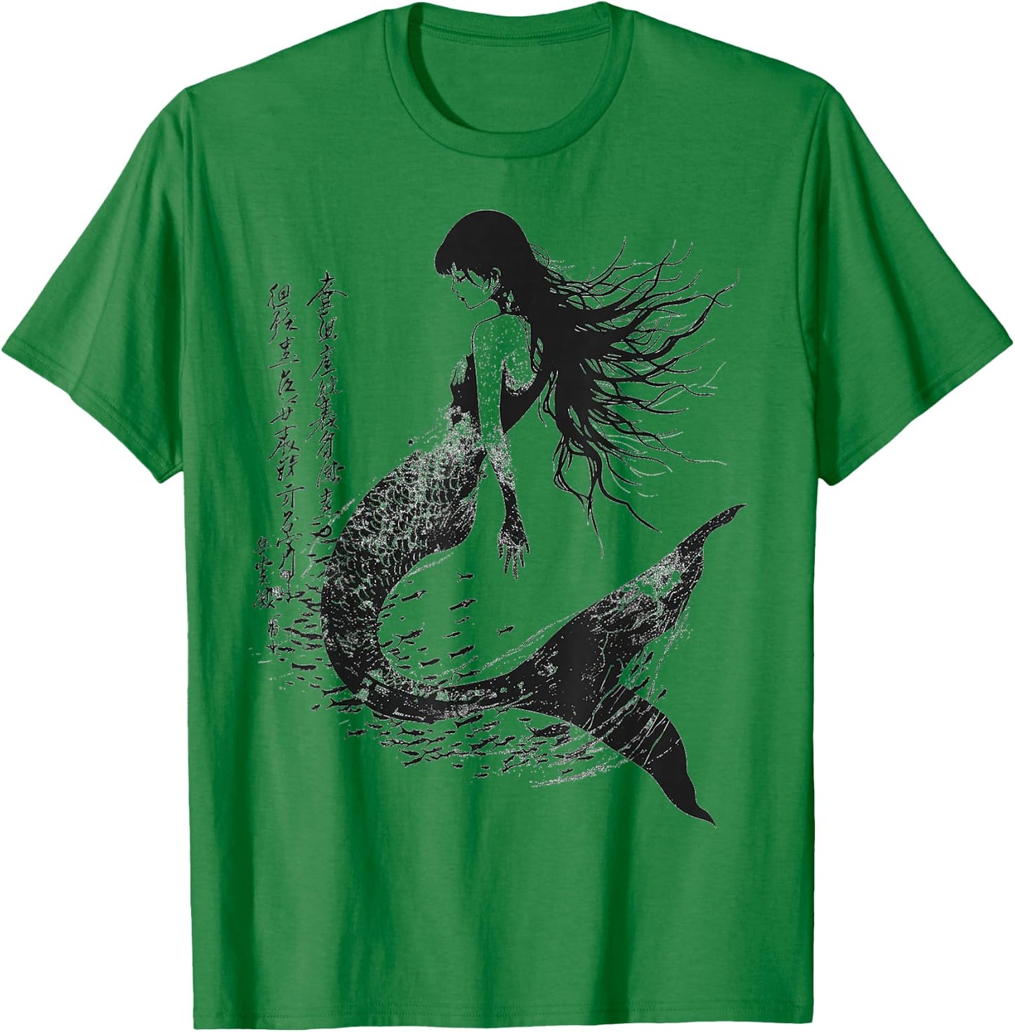 Mermaid Text Human Art Drawing Animal Graphic Mermaid T-Shirt - T-Shirt | Irish Green