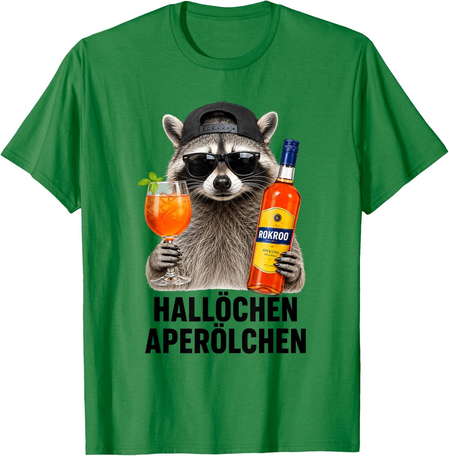 Waschbär Aperitif Hallöchen Aperölchen - Lustiges Waschbär T-Shirt - T-Shirt | Irish Green