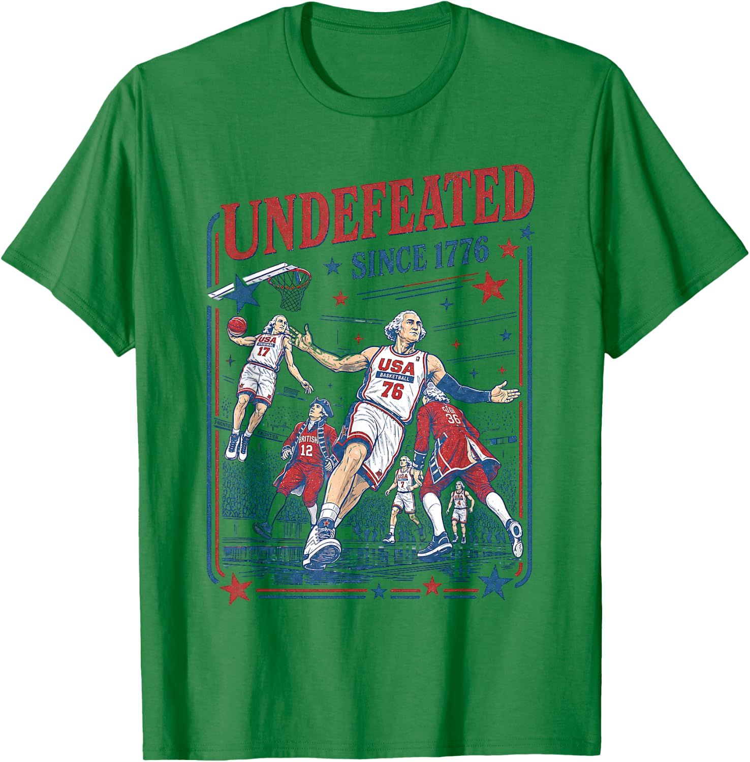 4th of July Basketball Undefeated Since 1776 250 Years T-Shirt - T-Shirt | Irish Green