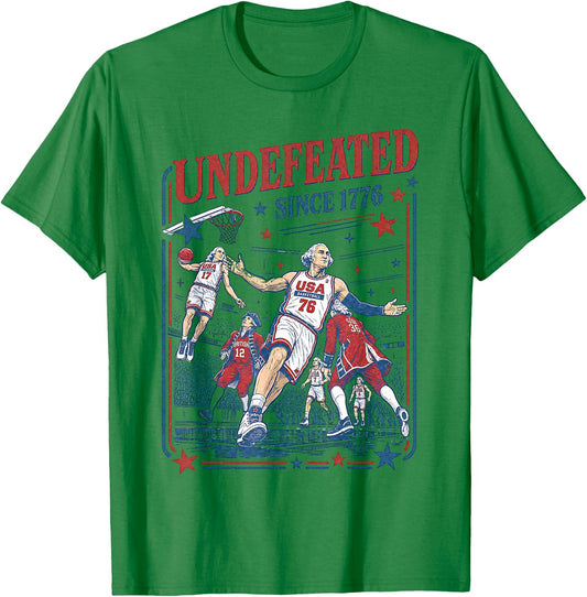 4th of July Basketball Undefeated Since 1776 250 Years T-Shirt - T-Shirt | Irish Green