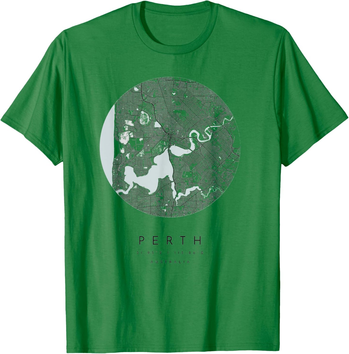 Australia Perth Coordinates map hometown T-Shirt - T-Shirt | Irish Green