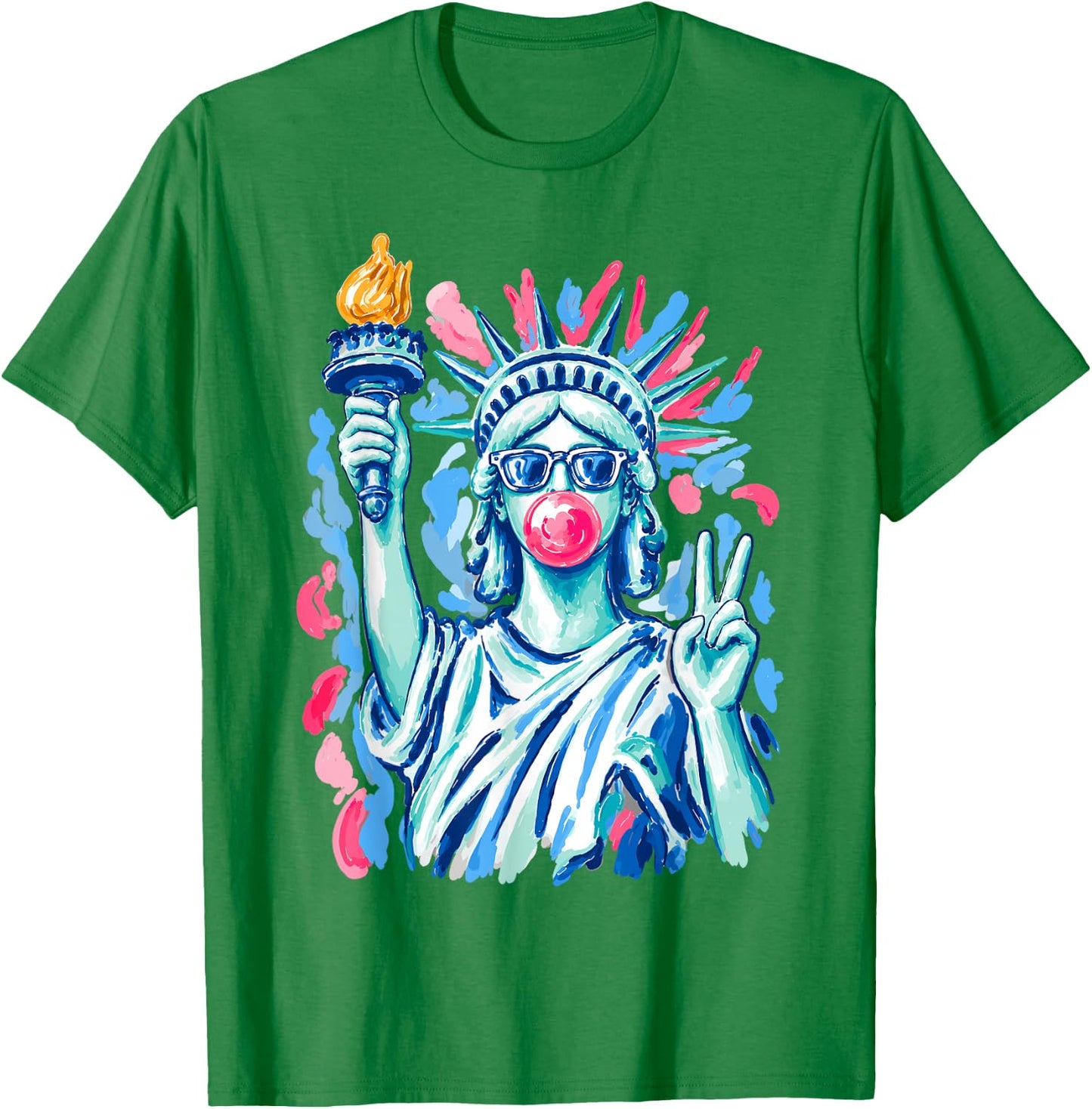 Statue of Liberty Blowing Bubble Gum Funny 4th of July Women T-Shirt - T-Shirt | Irish Green