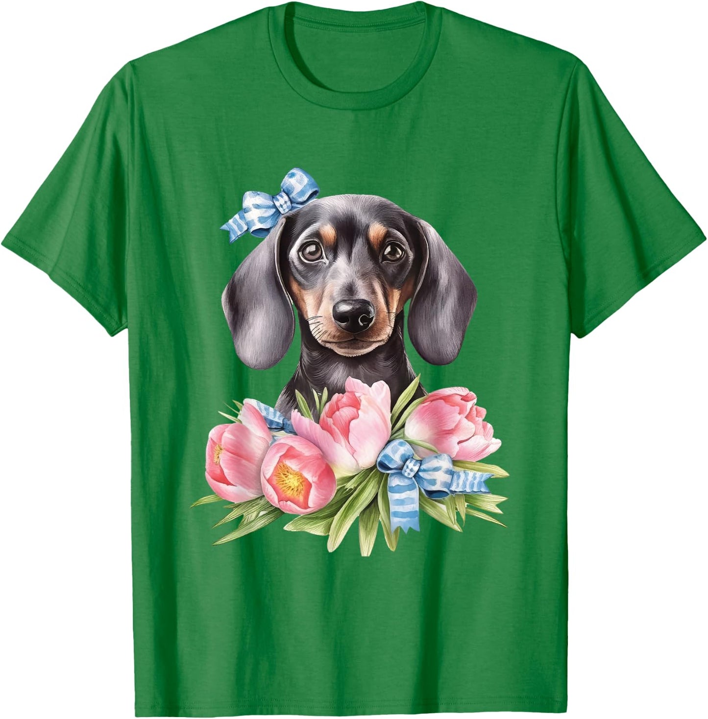 Floral Wildflower Wiener & Dachshund T-Shirt - T-Shirt | Irish Green