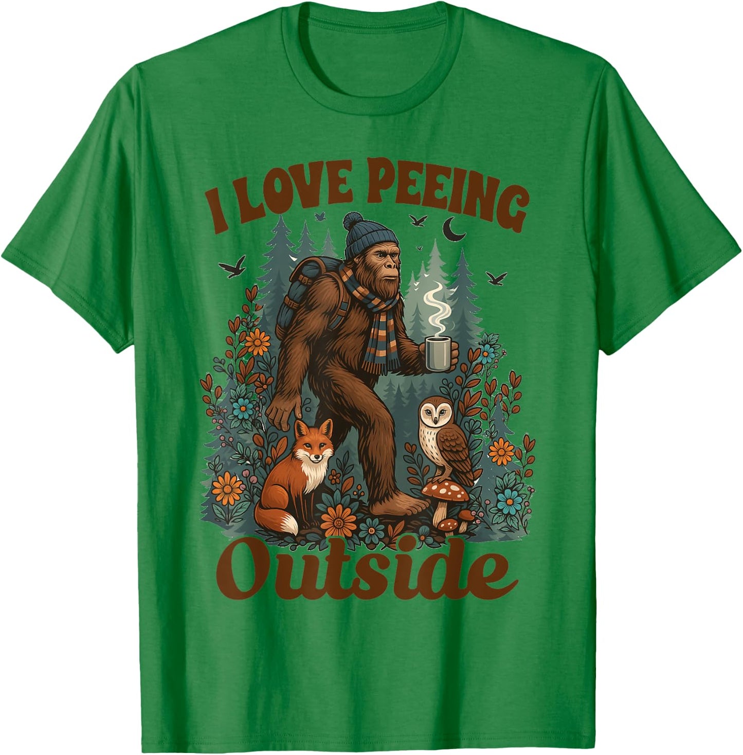 Hiking Lover Hiker Go Outdoor Bigfoot I Love Peeing Outside T-Shirt - T-Shirt | Irish Green