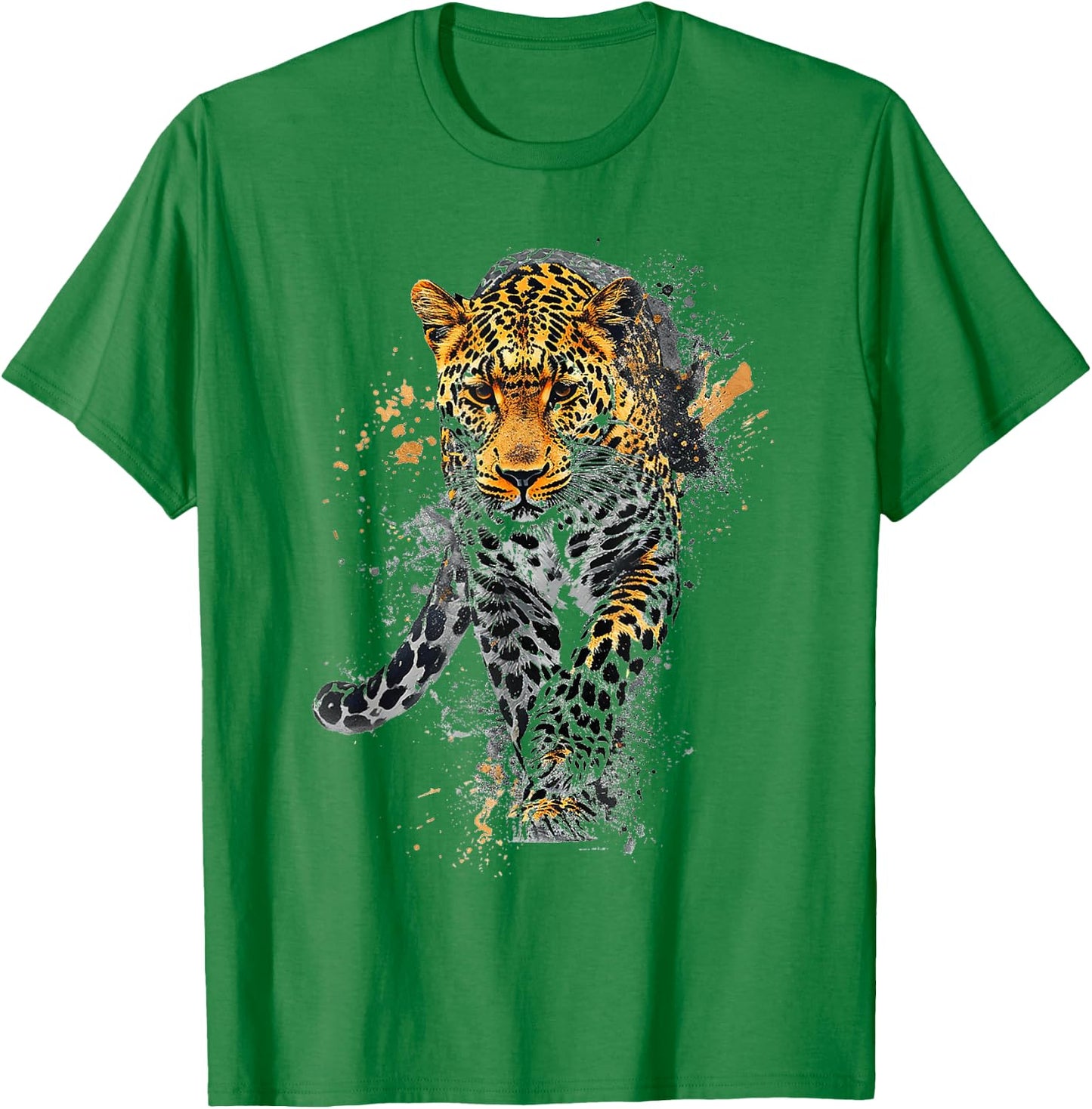 Leopard Animal Abstract Motif Drawing Art Painting Leopard T-Shirt - T-Shirt | Irish Green