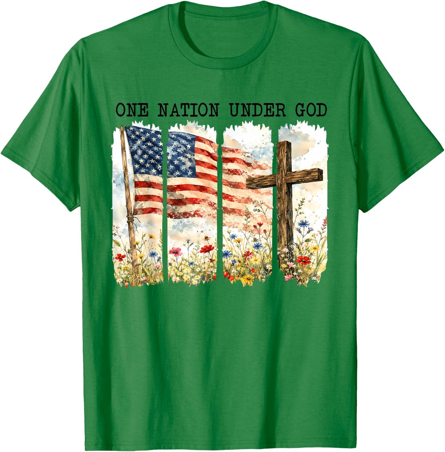 God Fourth of July Flag Jesus Patriotic Christian Men Women T-Shirt - T-Shirt | Irish Green