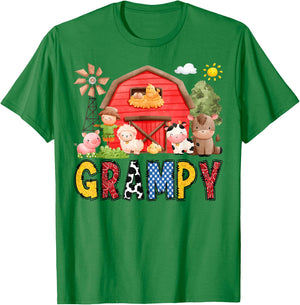 Grampy Farm Cow Birthday Boy Matching Family Matching T-Shirt - T-Shirt | Irish Green