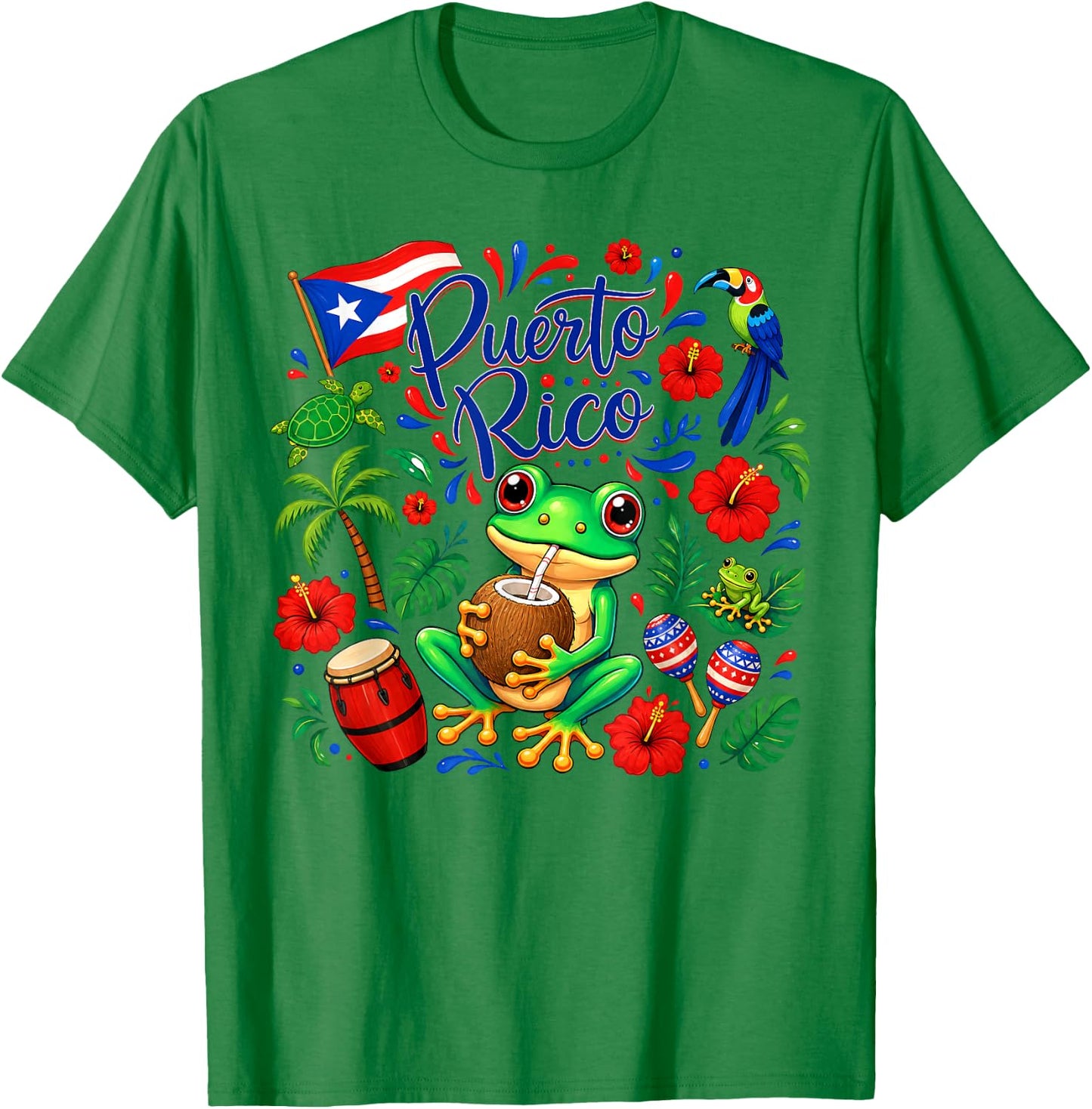 Hispanic Heritage Month Puerto Rico Coqui Frog Taino Symbol T-Shirt - T-Shirt | Irish Green