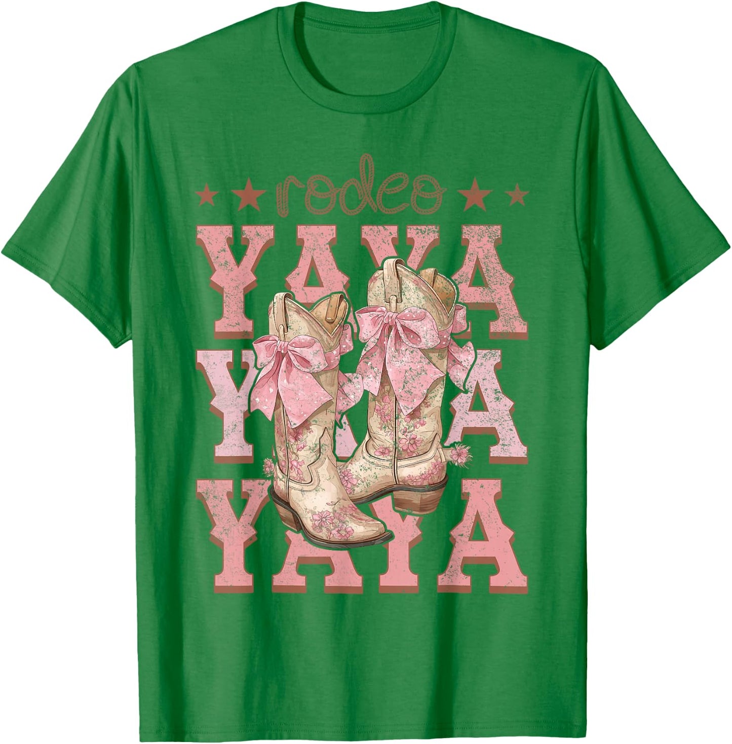 Rodeo Yaya Pink Boots Coquette Cow-Girl Birthday Party T-Shirt - T-Shirt | Irish Green
