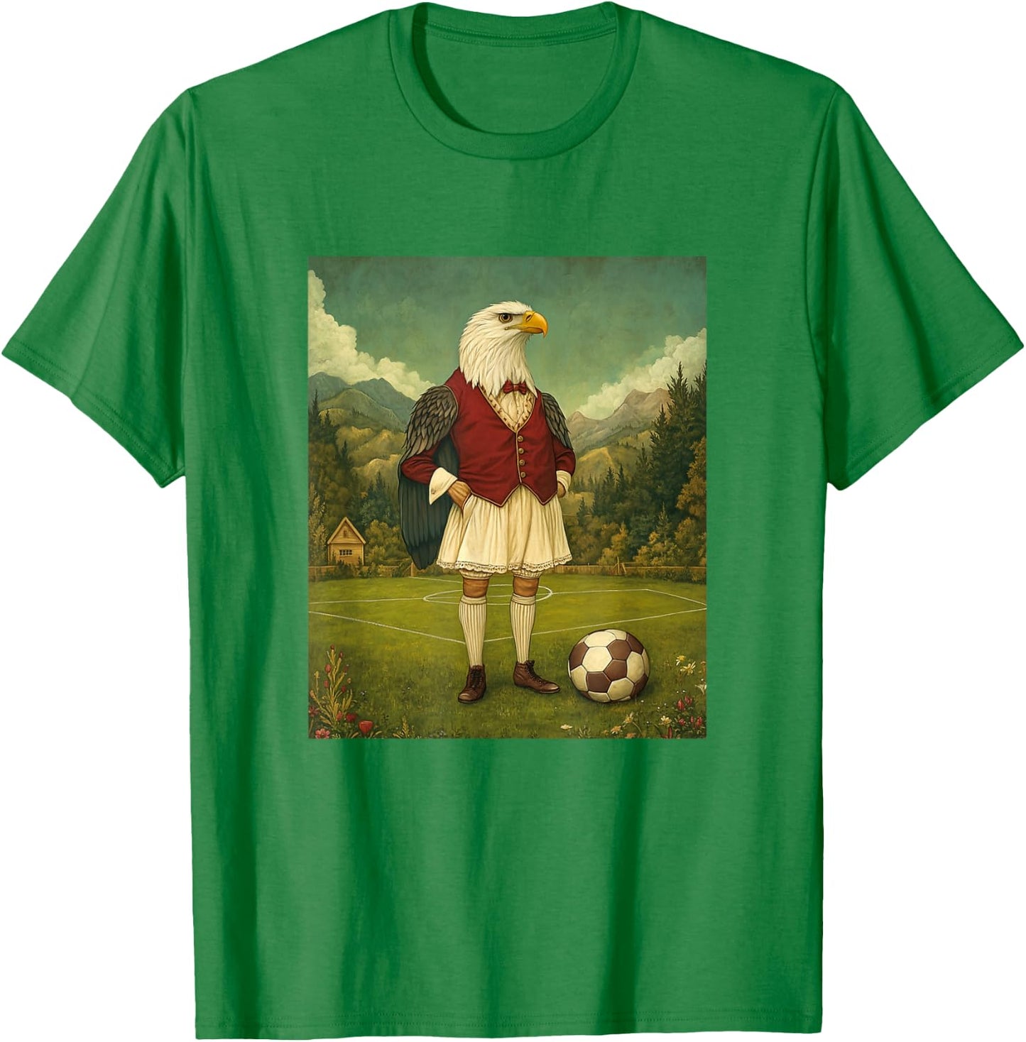 Funny Eagle Playing Soccer Graphic Weird Eagle T-Shirt - T-Shirt | Irish Green