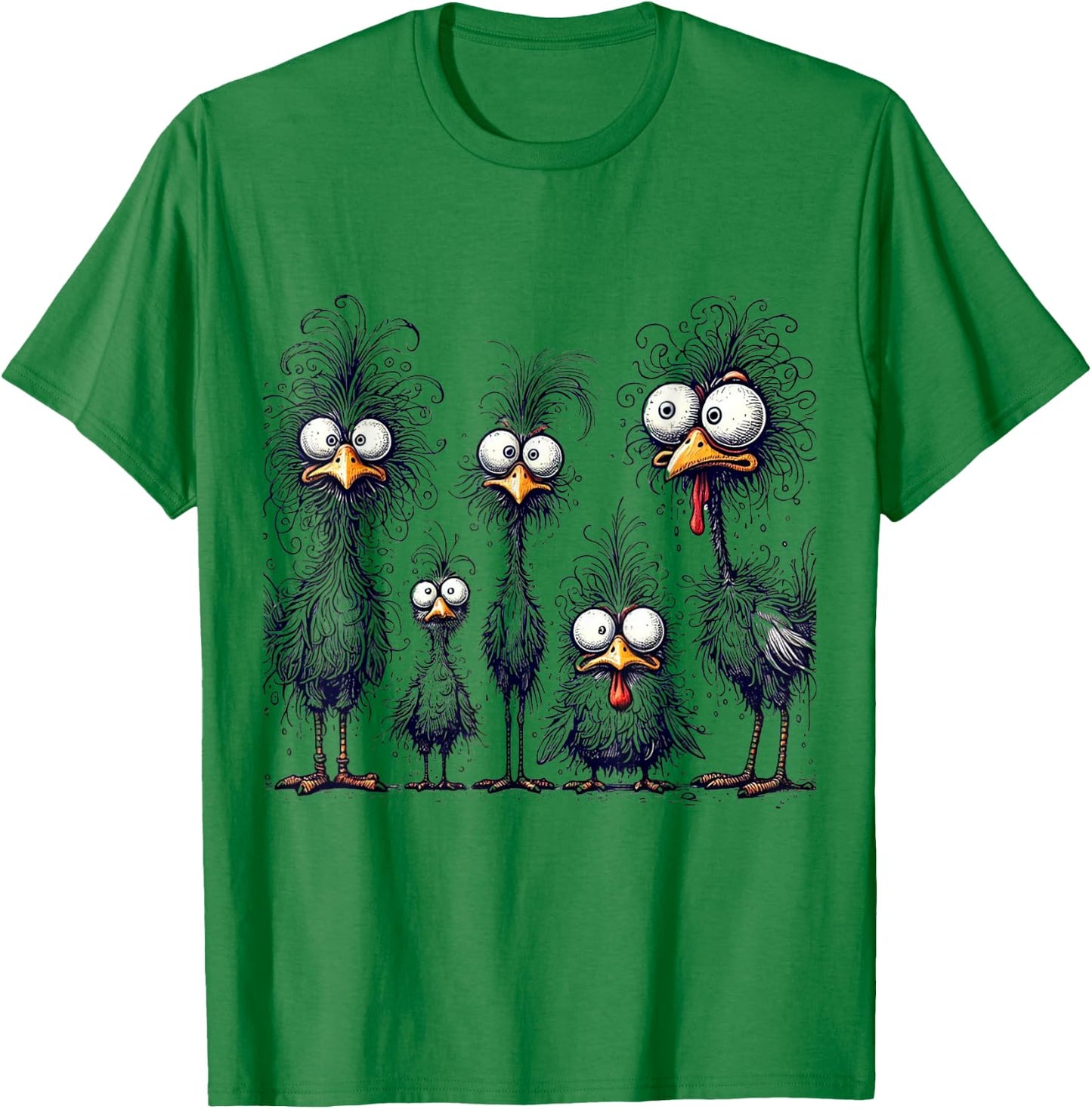 Eagerlys Colorful Funny Chicken Art, Crazy Chicken Family T-Shirt - T-Shirt | Irish Green