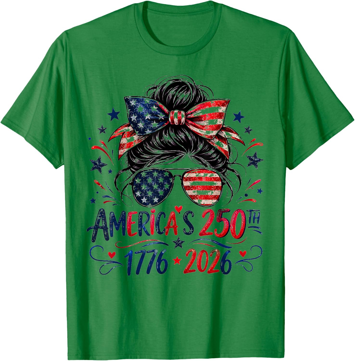 Girls 250 American Anniversary Outfit 4th of July Patriotic T-Shirt - T-Shirt | Irish Green