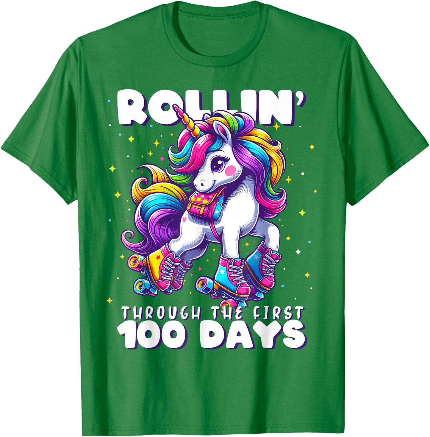 100 Days of School Girls Teacher 100th Day Unicorn Outfit T-Shirt - T-Shirt | Irish Green
