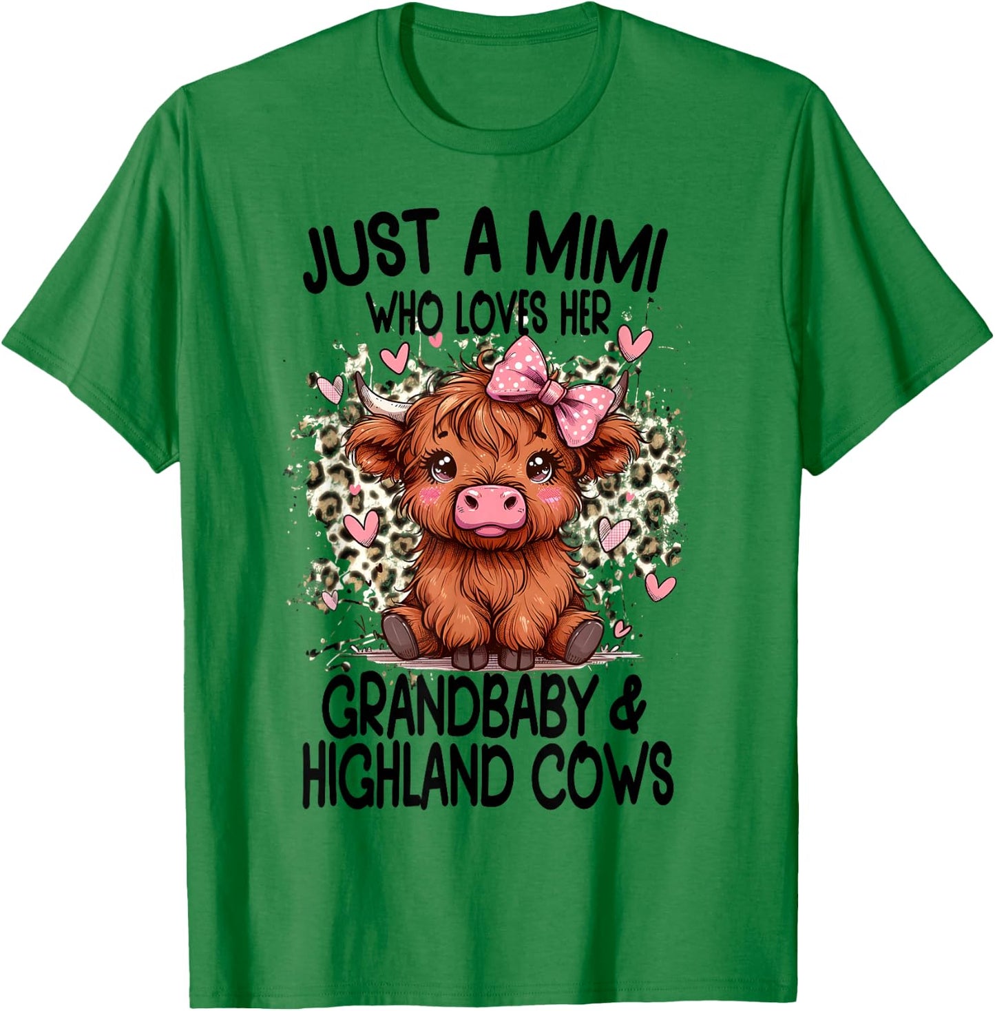 Just a MIMI loves her GRANDBABY & HIGHLAND COWS Graphic T-Shirt - T-Shirt | Irish Green