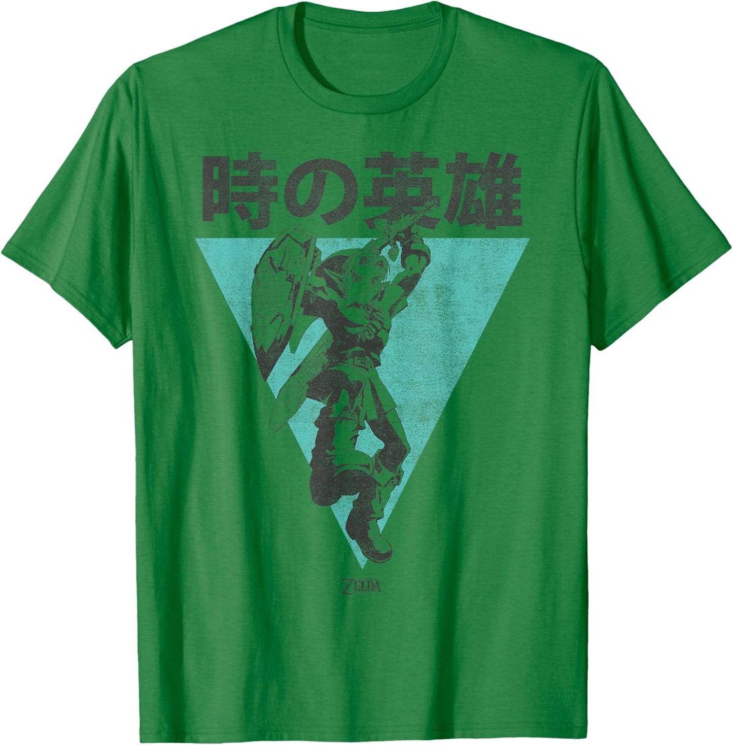 Nintendo Legend Of Zelda Link Kanji Triangle Poster T-Shirt - T-Shirt | Irish Green