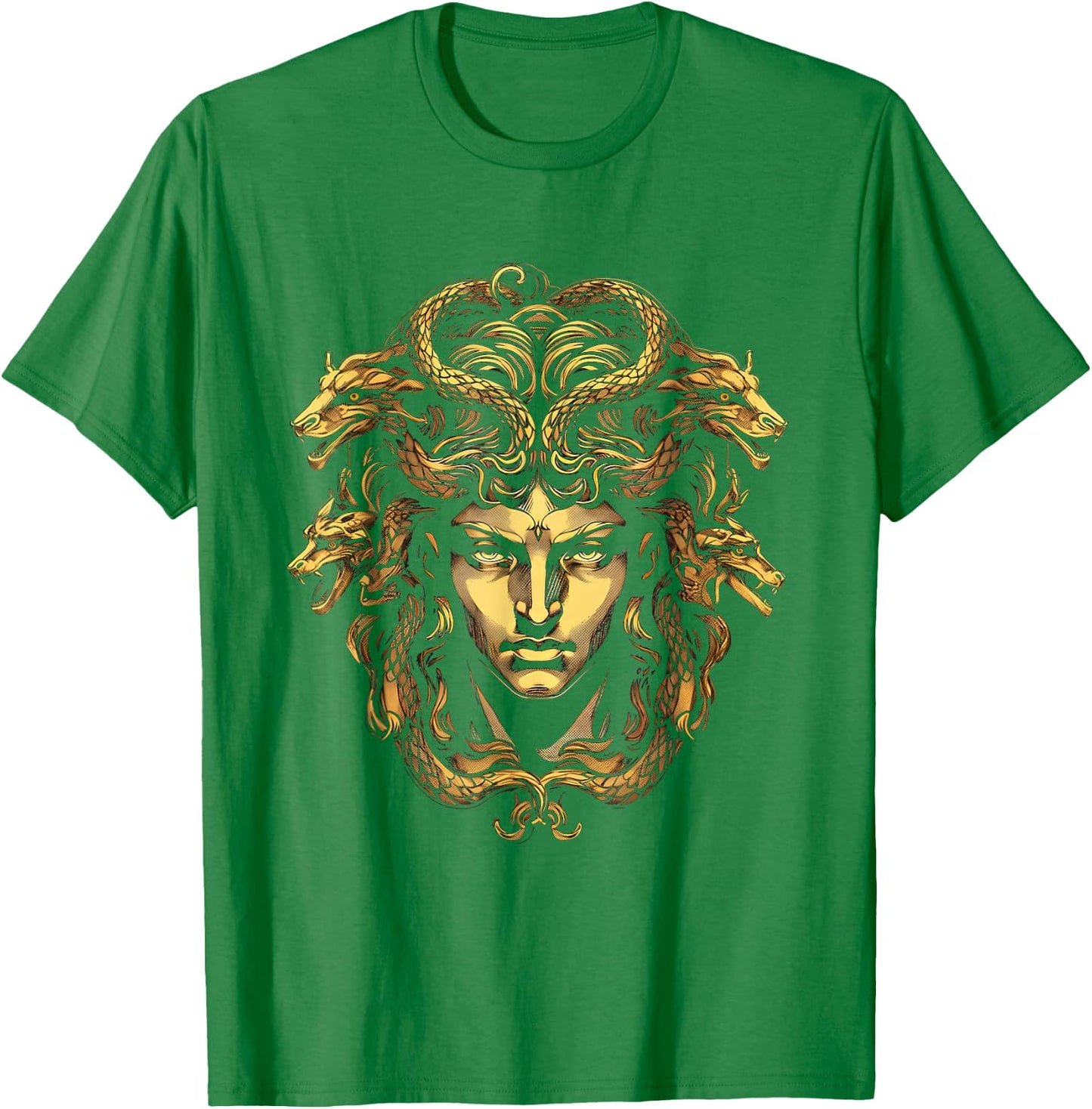 Medusa Head Greek Mythology Ancient Snake Hair T-Shirt - T-Shirt | Irish Green