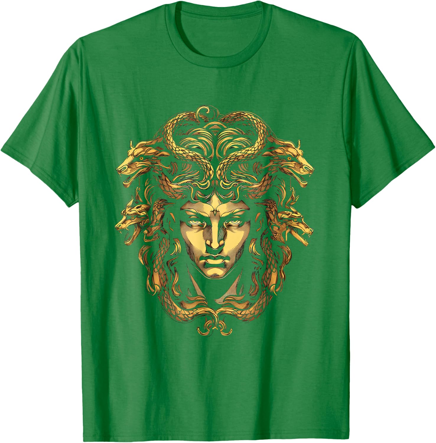 Medusa Head Greek Mythology Ancient Snake Hair T-Shirt - T-Shirt | Irish Green