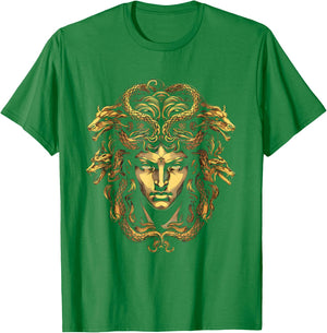 Medusa Head Greek Mythology Ancient Snake Hair T-Shirt - T-Shirt | Irish Green
