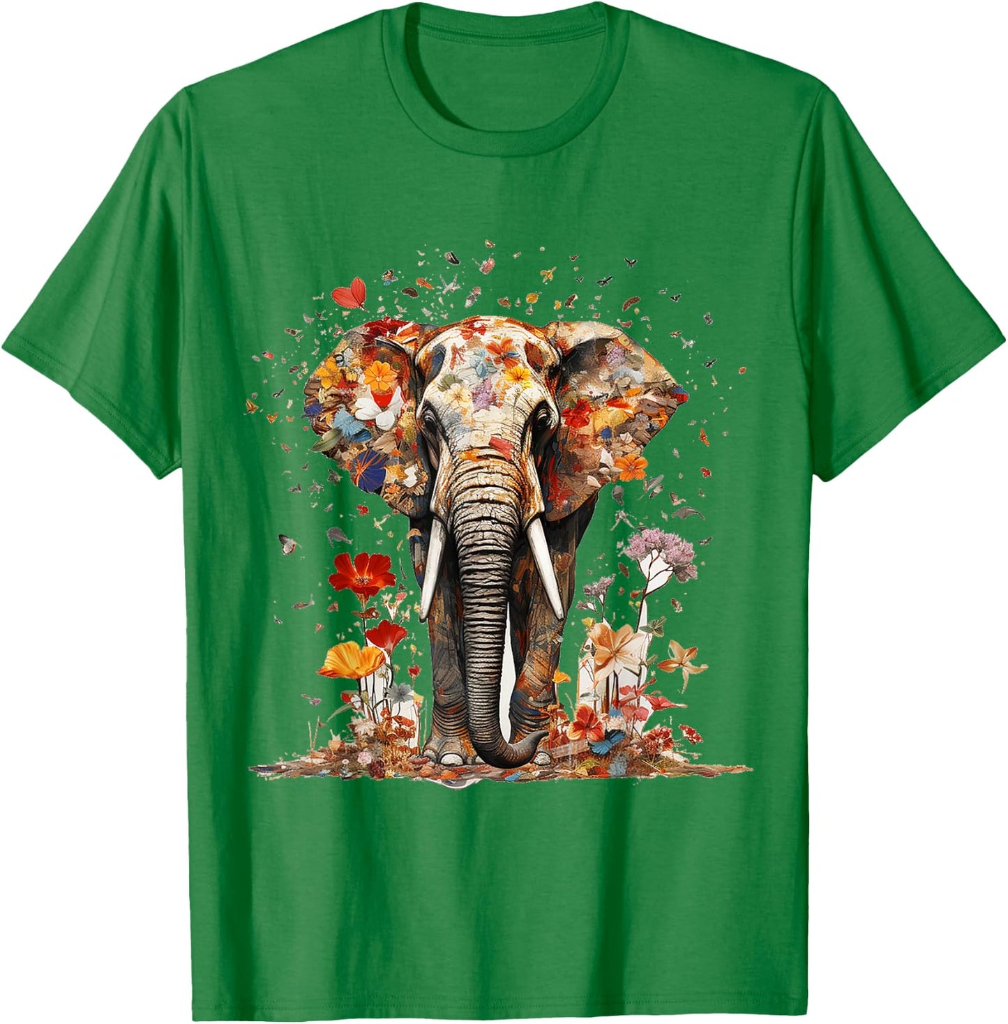 Elephant Butterfly Abstract Nature Animal Art Elephant , white, S T-Shirt - T-Shirt | Irish Green