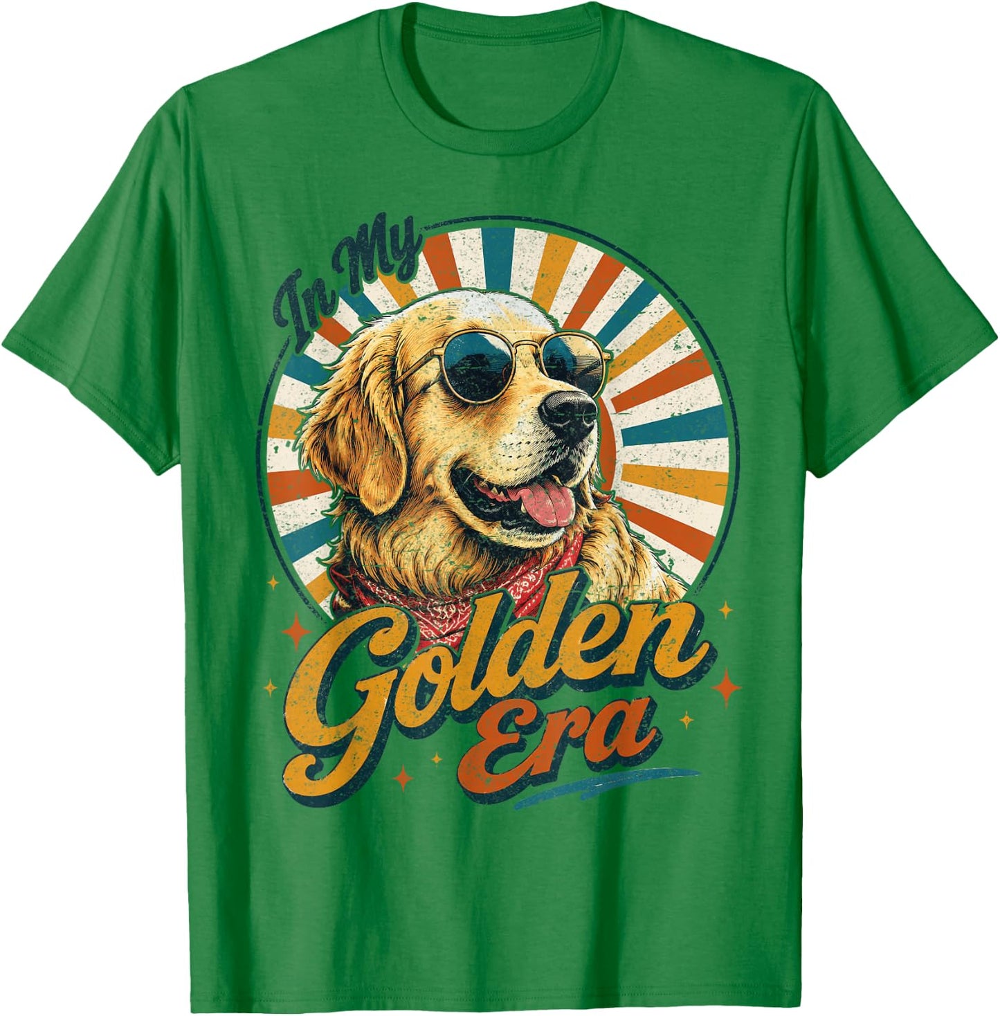Golden Retriever in My Golden Era Retro Vintage Dog Lover T-Shirt - T-Shirt | Irish Green
