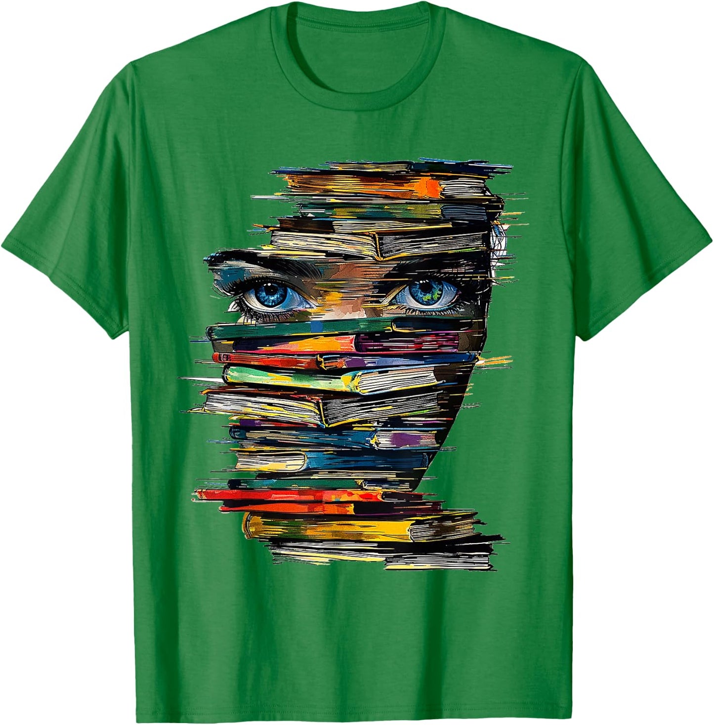 Book Women Graphic Art Colourful Eyes , White T-Shirt - T-Shirt | Irish Green