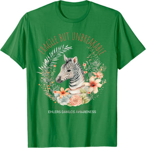 Fragile but unbreakable Ehlers Danlos Awareness Zebra T-Shirt - T-Shirt | Irish Green