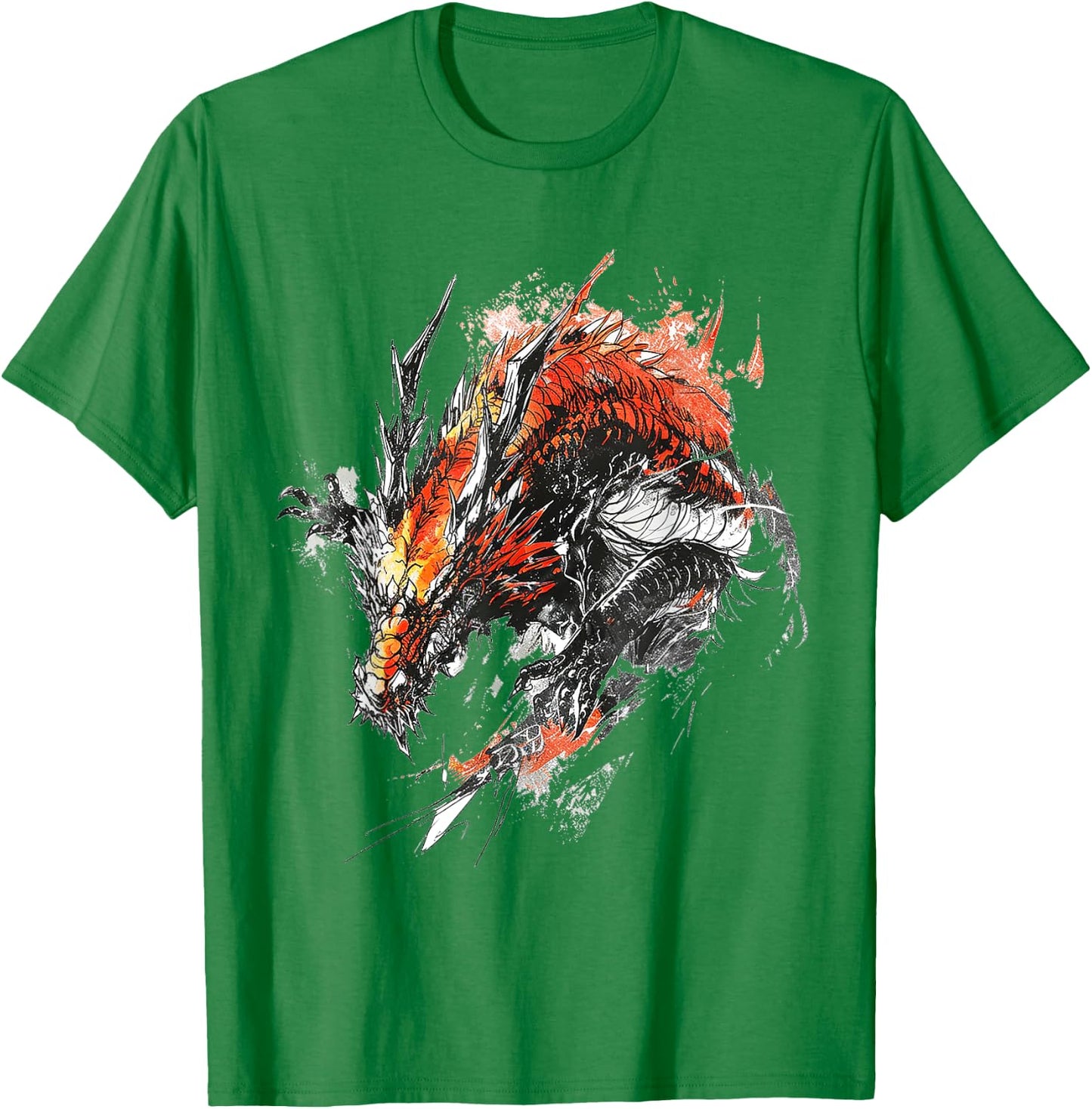 Abstract Dragon Pattern Drawing Art Animal Dragon , white, S T-Shirt - T-Shirt | Irish Green