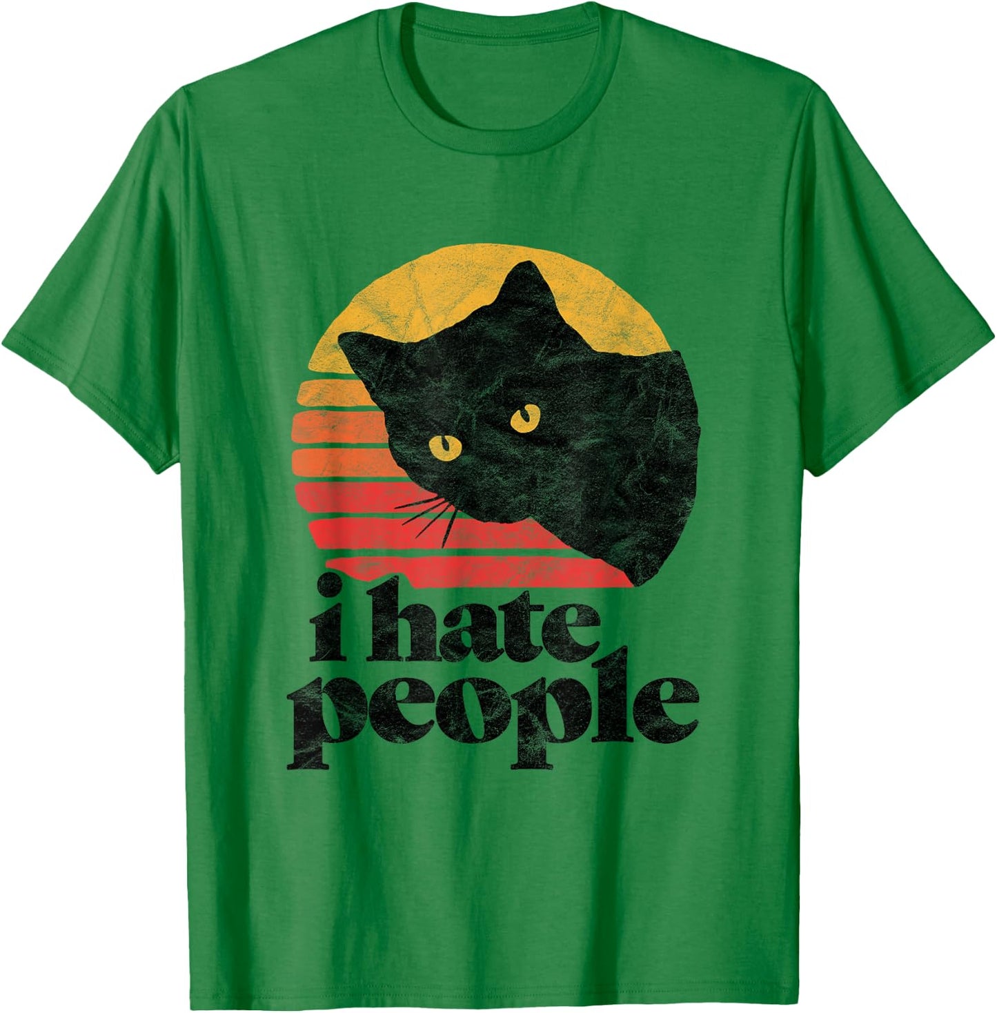 I Hate People Funny Vintage Style Cat Retro Distressed Men Women Girls Kids T-Shirt - T-Shirt | Irish Green