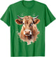 Cow Animal Painting Graphic Portrait Artwork Face Cow , White T-Shirt - T-Shirt | Irish Green
