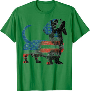 Patriotic Dachshund Dog Lovers American Flag 4th of July T-Shirt - T-Shirt | Irish Green