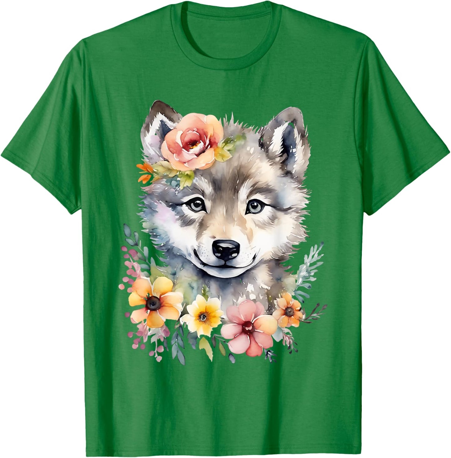 Cute Wolf Wolf Cub Wolf Motif Wolf Baby Cute Animal , White T-Shirt - T-Shirt | Irish Green