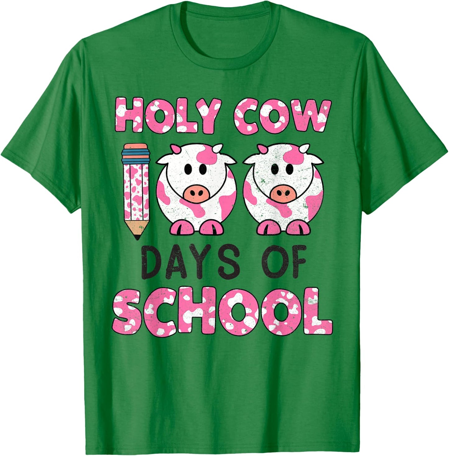 Holy Cow 100 Days Of School 100 Days Smarter Teachers Kids T-Shirt - T-Shirt | Irish Green
