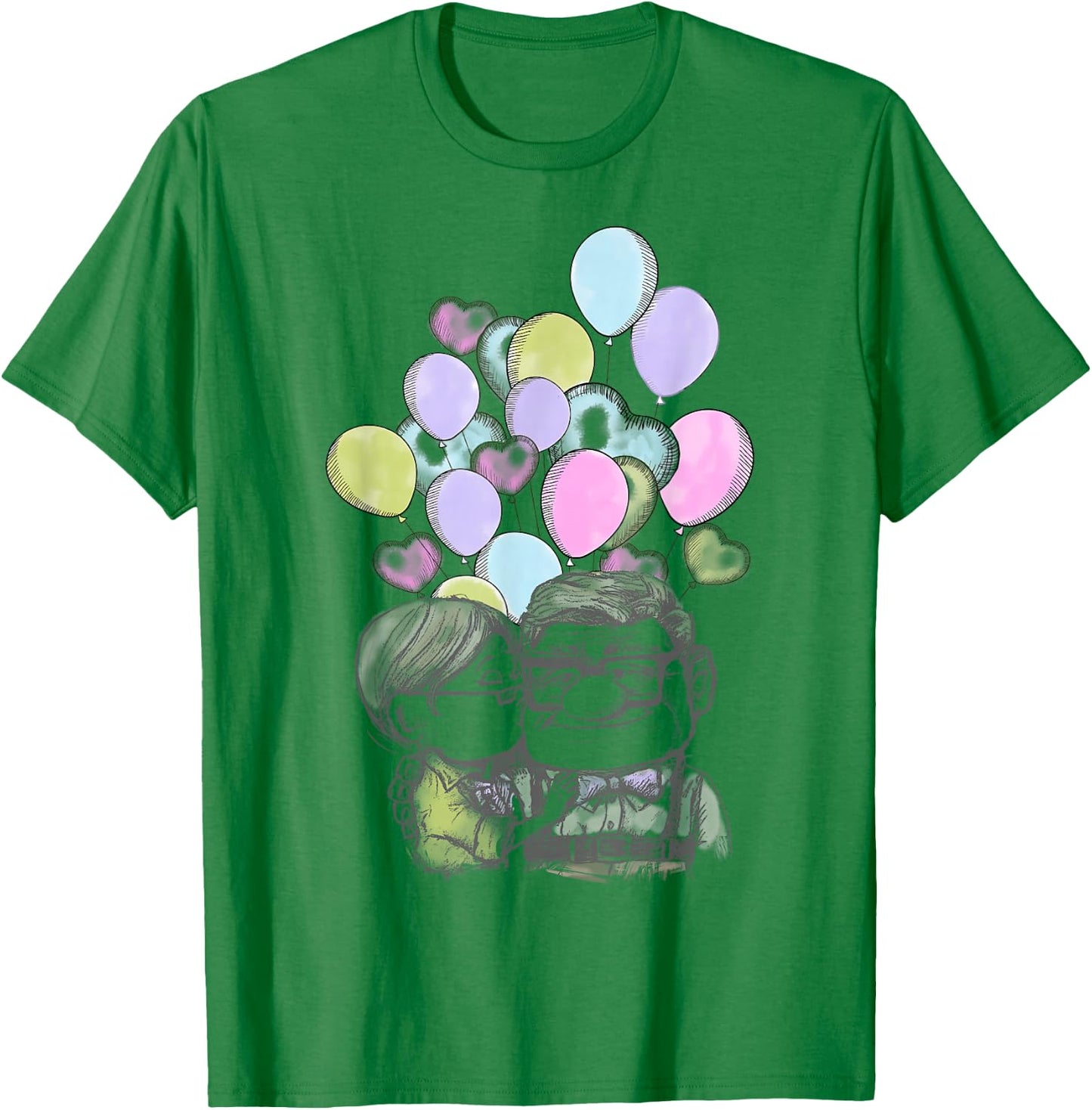 Disney Pixar Up Valentine's Day Carl and Ellie Balloons Small T-Shirt - T-Shirt | Irish Green