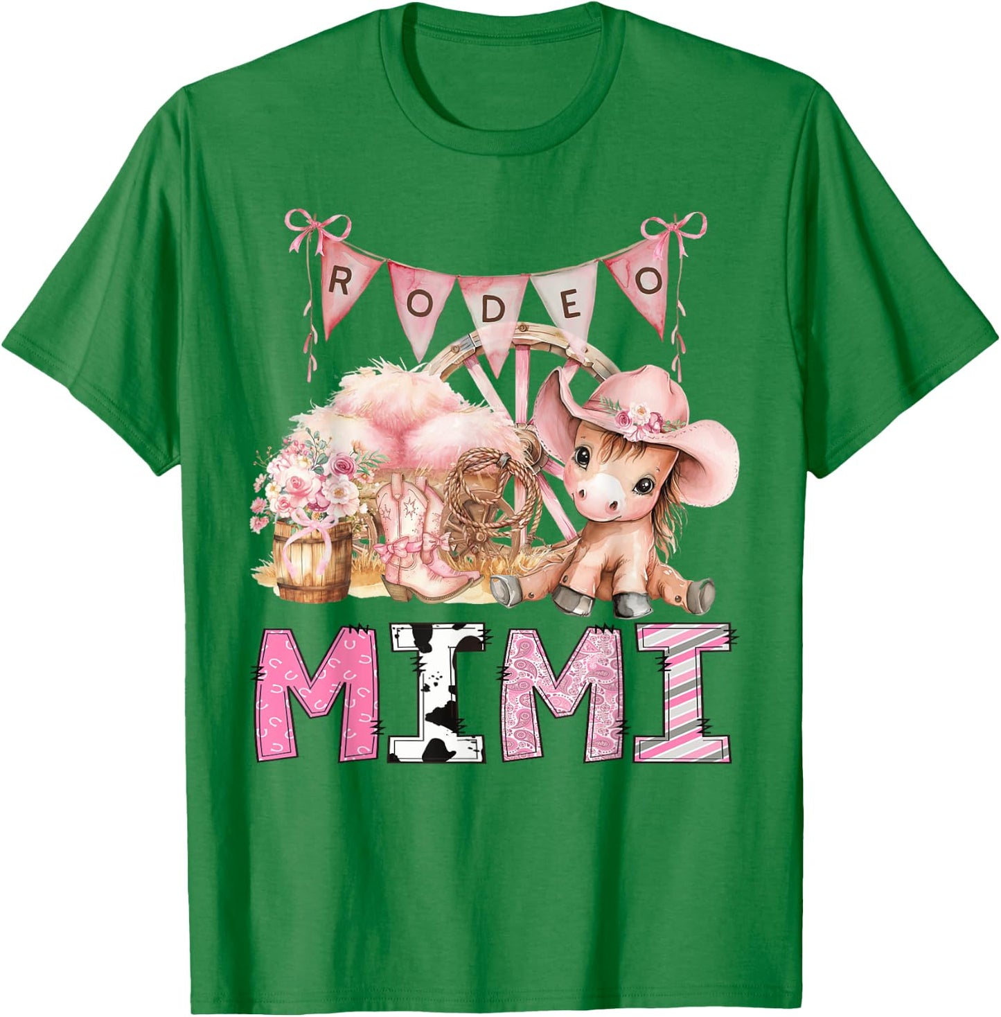 CowGirl Rodeo Mimi Pink Coquette 1St Birthday Party T-Shirt - T-Shirt | Irish Green